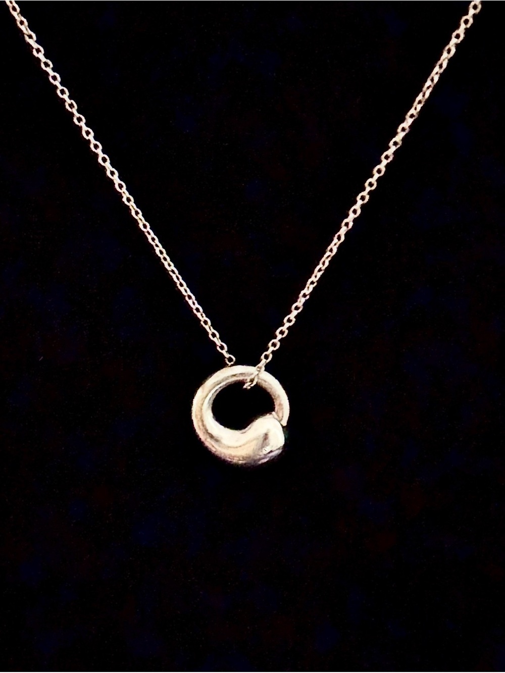 TIFFANY & CO. 16” Elsa Peretti 12mm Bean Necklace Pouch Sterling Silver 925 Y2K